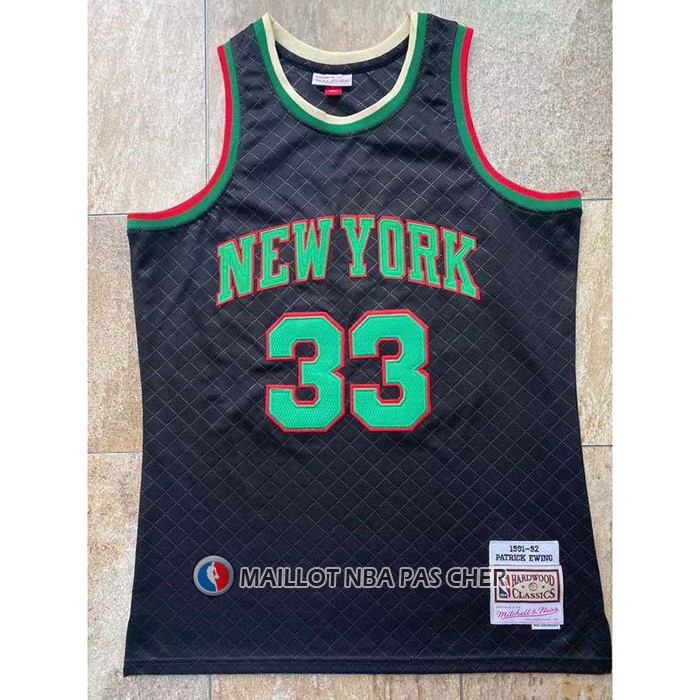 Maillot New York Knicks Patrick Ewing NO 33 Mitchell & Ness 1991-92 Noir